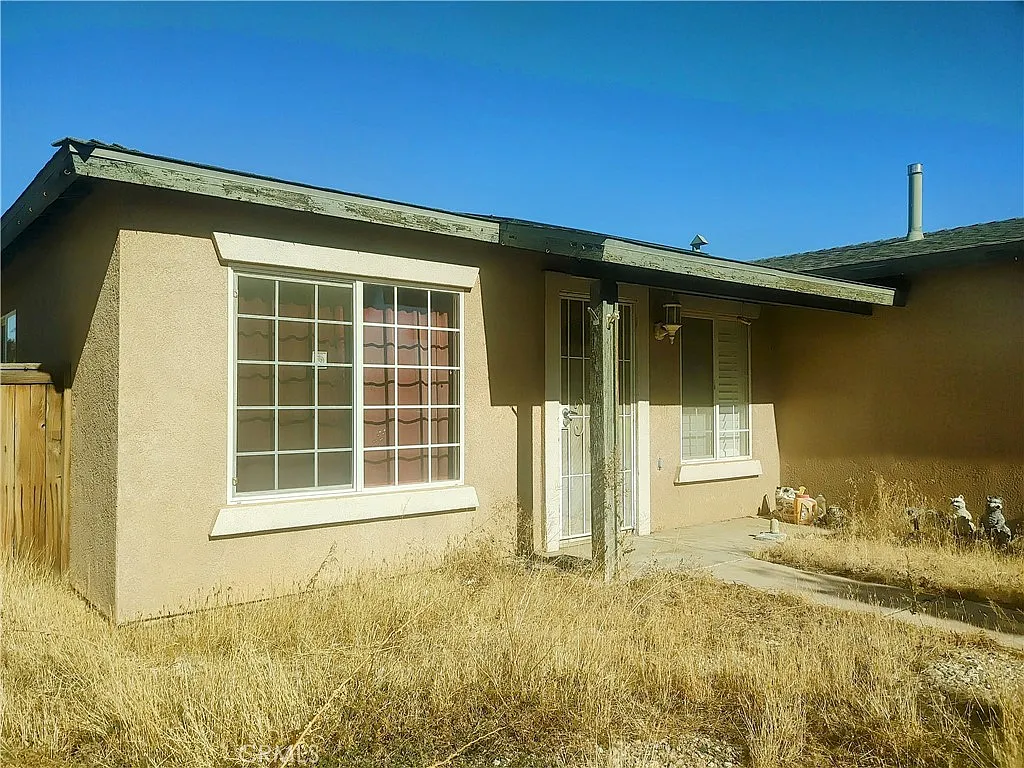 Entrance door with two large windows in California
